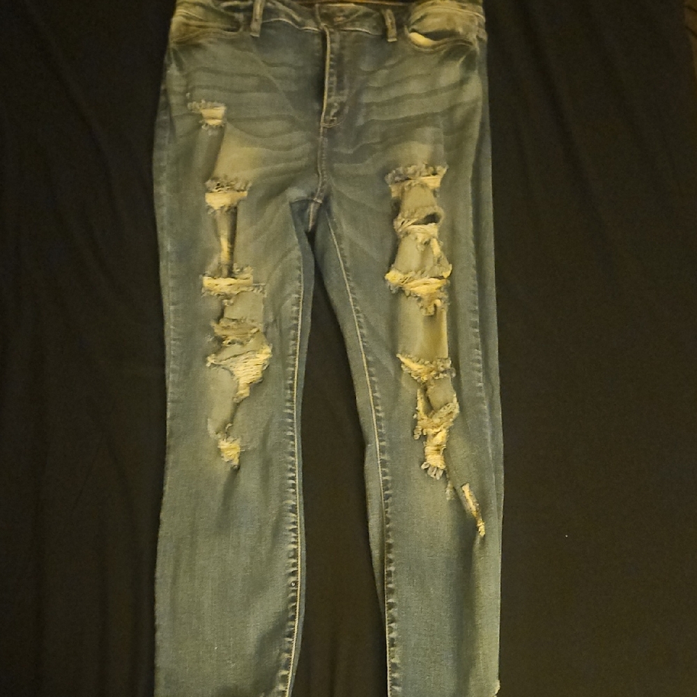 Blue Skinny Distressed Denim Jeans
